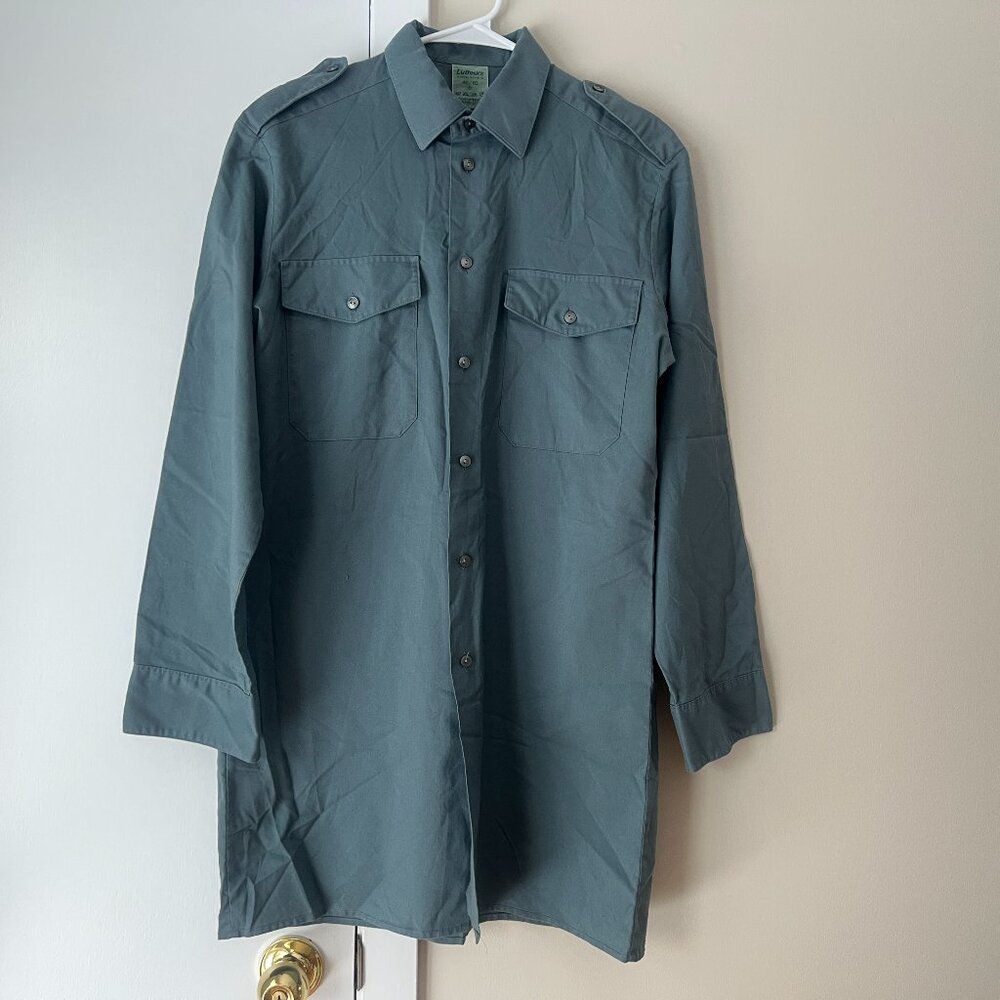 Vintage Lutteurs Long Military Workwear Shirt Size 40/62 Swiss Army Minimalist
